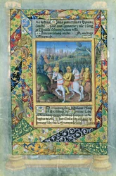 Ms. Lat. Qv126 fol.28v O exército dos israelitas, do Livro de Horas de Louis d&39;Orleans, 1490