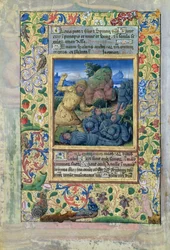 Ms. Lat. Q.v.I.126 fol.31v Golias a matar soldados israelitas, das "Horas de Louis d