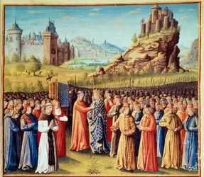 Segunda Cruzada (1147-1149): O rei Luís VII disse o jovem (1120-1180) tomando a cruz em Vezelay, na presença de São Bernardo de Clairvaux (San Bernardo di Chiaravalle) (1090-1153) e a eveque de Versalhes em 31/03/1146. Muitos barões também tomaram o