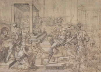 Amya Petitioning Faustus for the Custody of Saint Mamas, ca.1543.