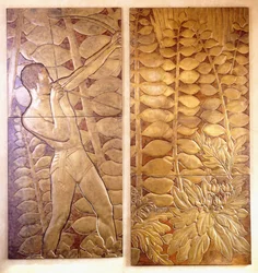 Quatro painéis de madeira lacada e dourada de &39;La Chase&39;, c.1935-1949 (painel de madeira lacada e dourada)