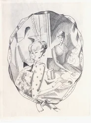 Ilustração de dois coquetes e um cavalheiro, 1920