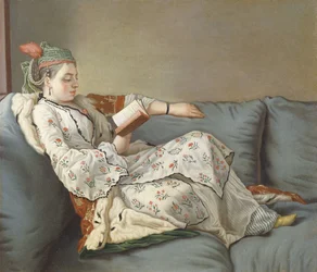 La Sultane Lisant ", Uma Dama de Turca, lendo um Divã,