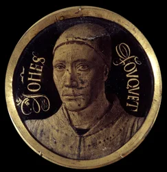 Autorretrato do díptico de Notre-Dame de Melun. Pintura em miniatura sobre esmalte de Jean Fouquet (1420-1477/1481). Século XV. Diâmetro 0,068 m