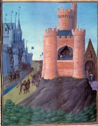 Cerco de Avinhão (1226). Morte de Luís VIII. Coroação de São Luís (Luís IX). Miniatura nas «Grandes Chroniques de France» (251v)