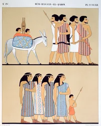 Fresco do túmulo de Nevothph em Beni-Hassan-El-Qadim (Beni Hasan), 1835-45