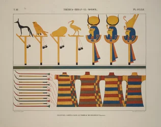 Armas e sinais, Tebas, Biban-el-Molouk, ilustração de "Monuments de L" Egypt et de la Nubie, 1845