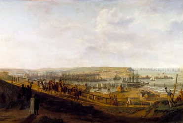 O Imperador Napoleão I visita o acampamento de Boulogne em julho de 1804 Pintura de Jean Francois Hue (1751-1823) 1804 Sol. 1,9x2,26 m