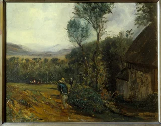 La ferme Peinture de Jean Francois Hue (1751-1823) Século XIX,