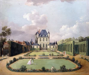 Vista para o Chateau de Mousseaux e seus jardins,