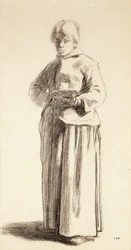 Uma mulher em pé segurando uma xícara, c.1852-56