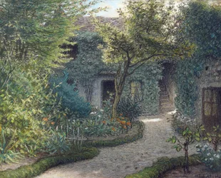 "La maison de Theodore Rousseau (1812-1867) a Barbizon" (Casa de Theodore Rousseau em Barbizon) Pintura de Jean Francois (Jean-Francois) Millet (1814-1875) Colecção privada