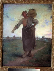 Laitiere Normande para Greville. Pintura de Jean Francois Millet (1814-1875)