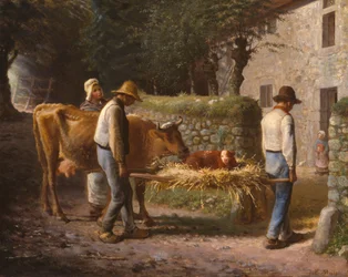 Camponeses trazendo para casa um bezerro nascido nos campos, 1864.