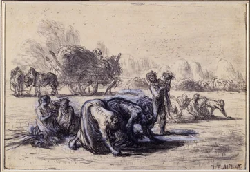 O mês de agosto: The Gleaners, c.1851-52 (pastel preto e branco sobre papel)