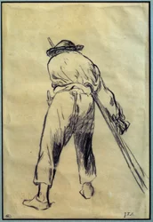The Reaper Drawing Preparation by Jean Francois Millet (1814-1875) Paris do século XIX, Museu do Louvre