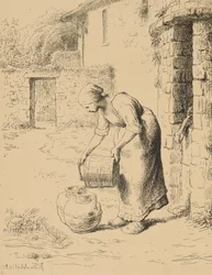 Mulher Esvaziando um Balde, 1862 (cliché verre)