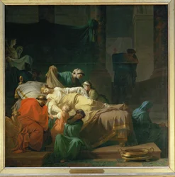Alceste dedica-se à morte para salvar o seu marido Admete - Alceste prepara-se para morrer pelo seu marido Admete ...