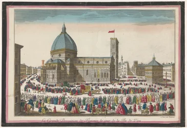 Vista da Catedral de Florença com uma procissão no dia de Corpus Christi
La grande procissão de Florence, le jour de la fête de Dieu (título sobre o objecto)