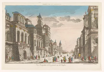 Vista de uma rua em direcção ao mar em Nápoles
La grande rue de Naples (título sobre o objecto)