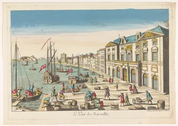 Vista da Câmara Municipal e do Porto em Marselha Le port de Marseille (título no objeto)