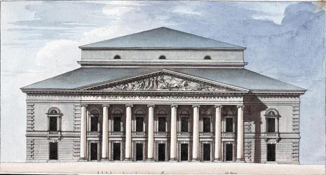 Fachada do Teatro Bolshoi Kamenny Imperial de São Petersburgo, 1802