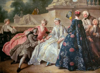 A Corte do Amor Pintura de Jean François de Troy (1679-1752) 1731 Sol. 0,73 X 0,92 m Berlim. Museu Staatliche