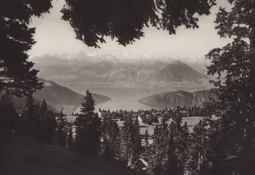 Rigi Kaltbad, vista do Lago Lucerna (foto p/b)