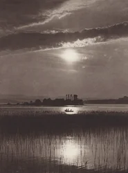 Suíça: O Lago de Zurique, Noite (foto p/b)