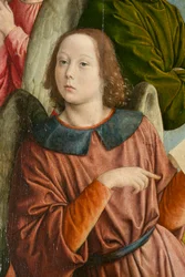 Um anjo, detalhe. Tríptico do mestre de Moulins