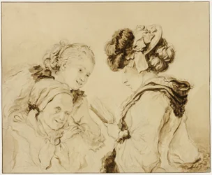 Margaruerite Gerard a ler para a sua mãe e Rosalie Fragonard