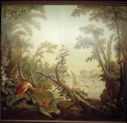Sinal de Marteau lounge: paisagem de cisne. Jean Baptiste Huet (1745-1811) e Jean Honore Fragonard (1732-1806)