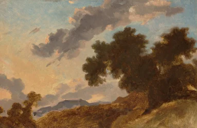 Paisagem montanhosa ao pôr do sol