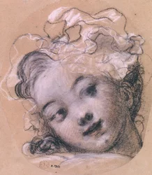 Retrato presume-se ser Rosalie, filha do artista (carvão e giz sobre papel)