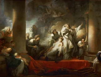 O sumo sacerdote Coreso sacrificando-se para salvar Calírroe