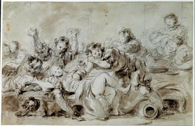 O agressor castigado Após "o gascão castigado", conto de Jean de la Fontaine. Desenho de Jean Honore Fragonard (1732-1806) Colecção privada do século XVIII