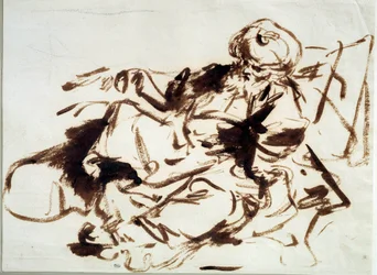 A pintura pasha na lavagem por Jean Honore Fragonard (1732-1806). Século XVIII. Sol 0,24x0,33 m