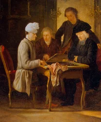 Voltaire em uma mesa de xadrez