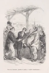 Todos os eleitores, grandes e pequenos, se reúnem para humildemente persuadir uns aos outros... desde as Pequenas Misérias de..., 1843.