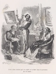 É bom que ele a persuade e a lisonjeia na frente do marido. da Pequena Miseri..., 1843.