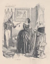 Novo Actéon, surpreendi Diana, não no banho, mas com um traficante no banheiro. desde..., 1843