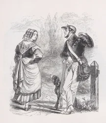 O caçador e a leiteira de The Complete Works of Béranger, 1836.