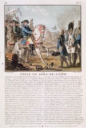 A tomada de Berg-op-Zoom, Holanda, 1747, gravado por Jean Baptiste Morret (fl.1790-1820), 1787