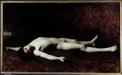Revolução Francesa: "La mort du tambour Joseph Bara (1779-1793)" Pintura de Jean Jacques Henner (1829-1905), Orleães do século XIX. Museu de Belas Artes