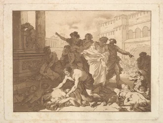 La Peste chez les Philistines Plague Among the Philistines, em um álbum contendo R..., 1782-1821.