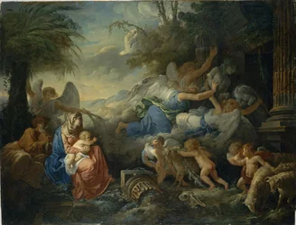 A Queda dos Ídolos e o Descanso na Fuga para o Egito, ca 1775.
