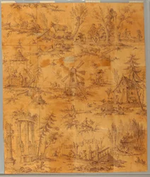 Cartum para impressão em algodão: "O Túmulo de Jean-Jacques Rousseau em Ermenonville".