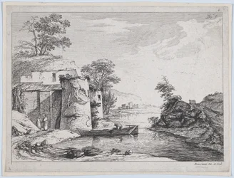 Antigas torres na margem do rio, 1763.