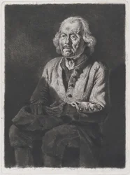 Mendigo sentado: Retrato de Old Girard, um camponês de Chasselay, 1772.