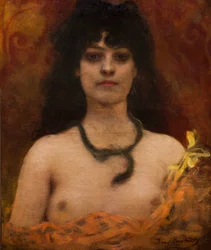 Retrato orientalista de uma mulher nua, sem data. (Óleo sobre tela)